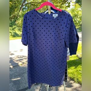 Old Navy Navy Blue Velvet Dot Dress